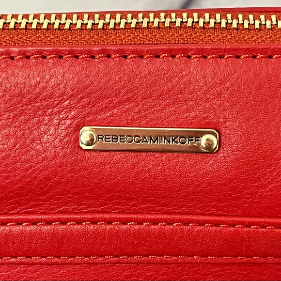 REBECCA MINKOFF MAC Red Leather CROSSBODY Messanger CLUTCH Gold Chain Strap - Picture 7 of 13